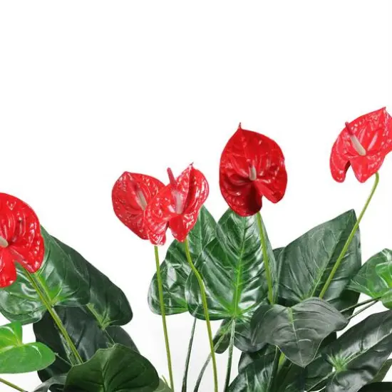 3.5ft. Tropical Green & Red Artificial Anthurium Potted Plant {3}