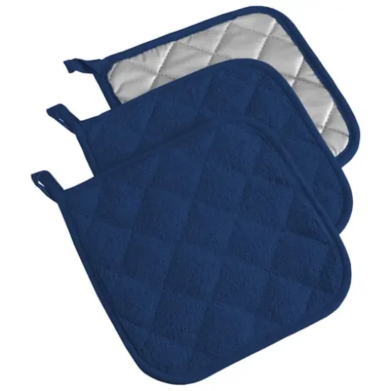 DII&reg; Terry Cloth Potholders, 3ct. Nautical Blue {1}