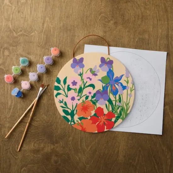 Flowers Paint-by-Number Round Plywood Surface Kit by Artist's Loft&reg; {1}