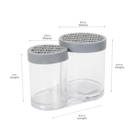 Simplify Gray 2 Compartment Cosmetic Brush Holder {2}