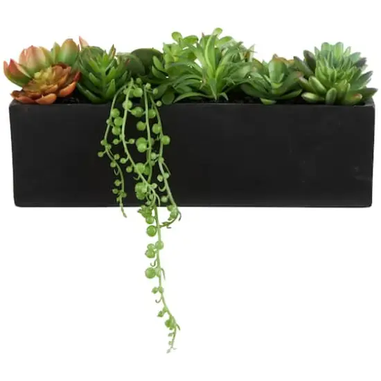 13" Green Faux Foliage in Black Planter {1}