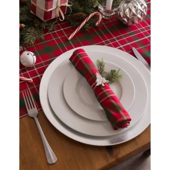 DII&reg; 108" Tartan Holly Plaid Table Runner {3}