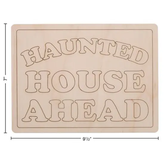 Leisure Arts&reg; Home 9.5" x 7" Haunted House Ahead Wood Sign {4}
