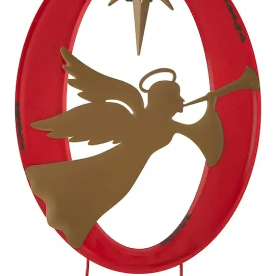 Glitzhome&reg; 3.5ft. LED Metal Joy Angel Yard Stake Set with Timer {6}