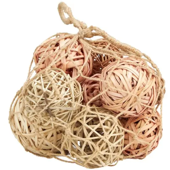 Light Brown Dried Plant Handmade Orbs & Vase Filler with Fishnet Bag Set {7}