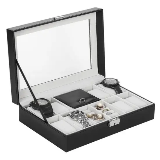 Charcoal Black Grand Ebony Jewelry Watch Box {8}