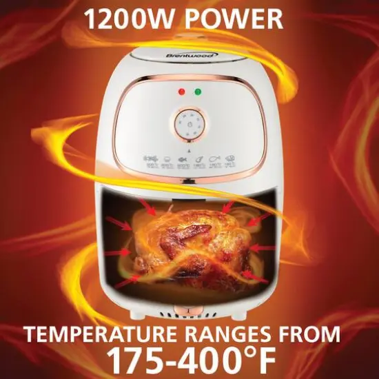 Brentwood White 2qt. 1200 Watt Electric Air Fryer with Timer & Temperature Control {4}