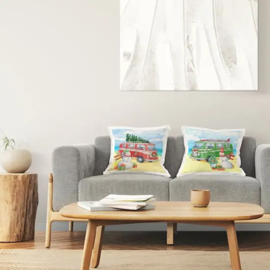 Stupell Industries Coastal Christmas Beach Snowman Throw Pillow Set {3}