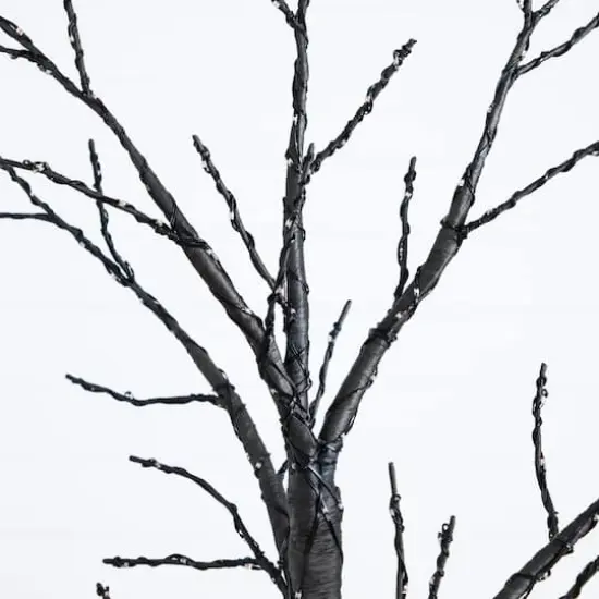 6ft. Pre-Lit Artificial Halloween Twig Tree with 480 Orange & Purple LED Lights {4}