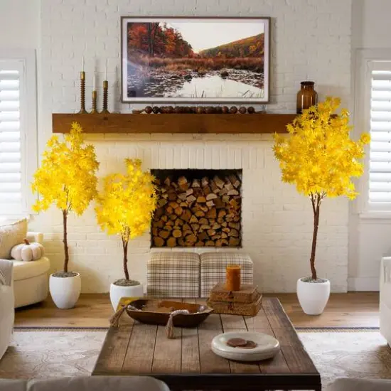 4ft. Pre-Lit Yellow Autumn Maple Artificial Fall Tree with 150 Warm White LED Lights {11}