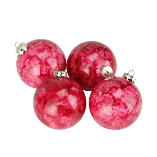 4ct Marbled Crimson Red Shatterproof Ball Ornaments {4}