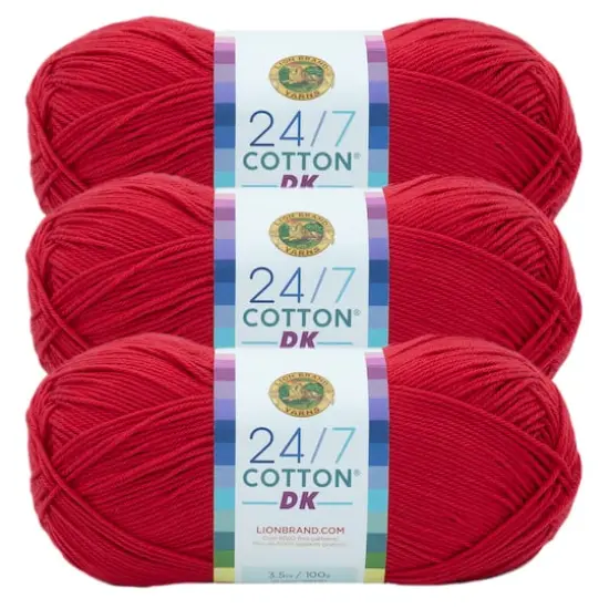 3 Pack Lion Brand&reg; 24/7 Cotton&reg; DK Yarn Grenadine {1}