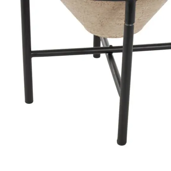 20" Beige Metal Wide Vase with Black Metal Stands {6}