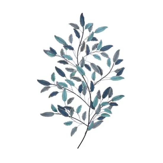 Blue Metal Leaf Traditional Wall Decor {1}