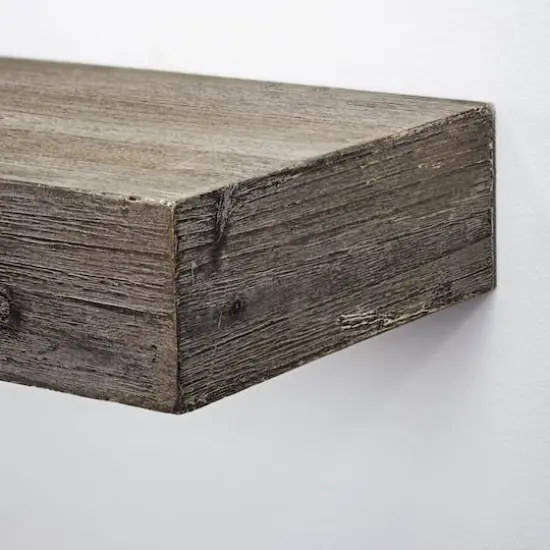 Large Gray Rustic Wood Floating Wall Shelf {5}