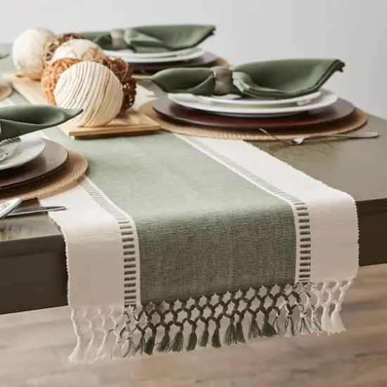 DII&reg; 108" Dobby Stripe Table Runner Artichoke {7}