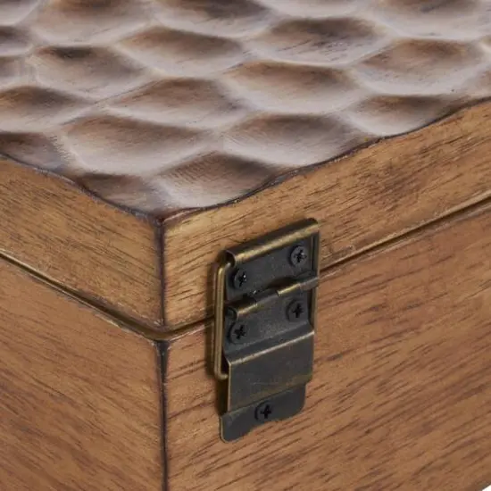 Brown Textured Concave Honeycomb Storage Box Set {8}