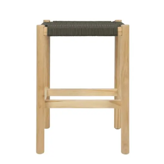 Hello Honey&reg; Fernway 25" Solid Wood and Woven Rope Counter Height Stool Moss Green {8}