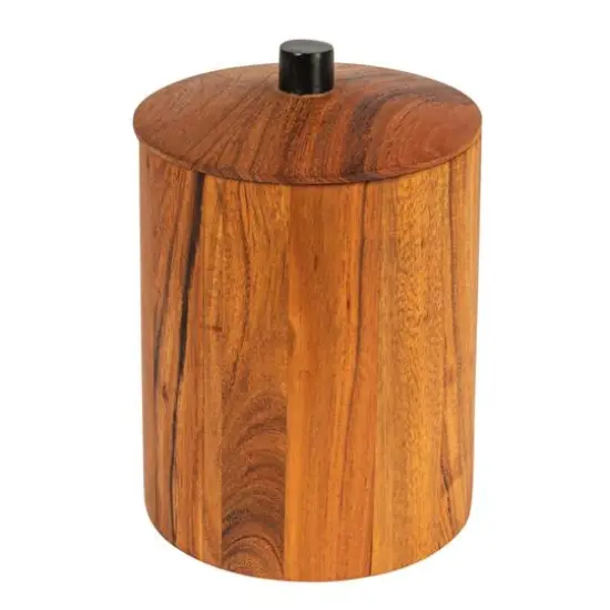 Hello Honey&reg; 8.5" Natural Round Acacia Wood Canister with Handle {1}