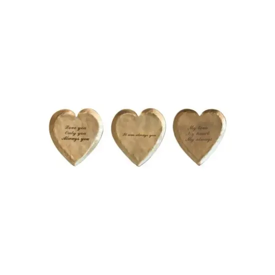 Hello Honey® 3.75" Decorative Brass Heart-Shaped Dish with Sayings Set {1}