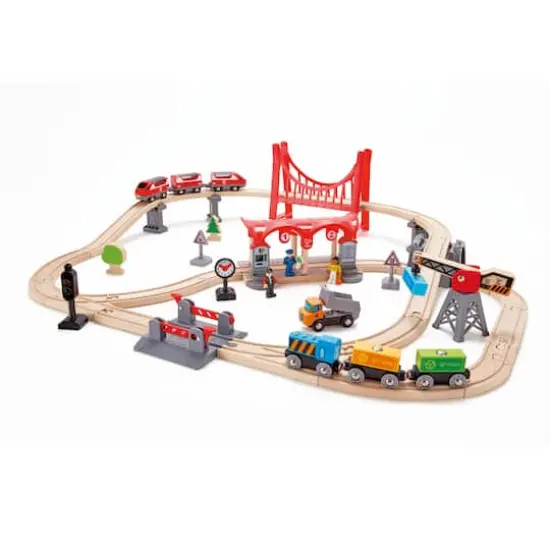 Hape Busy City Rail Wooden Train Set {1}
