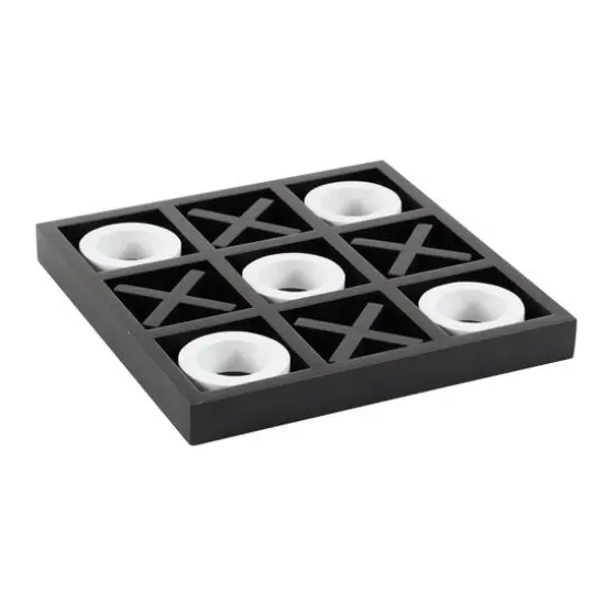 Black & White Wood Tic-Tac-Toe Game Set {1}