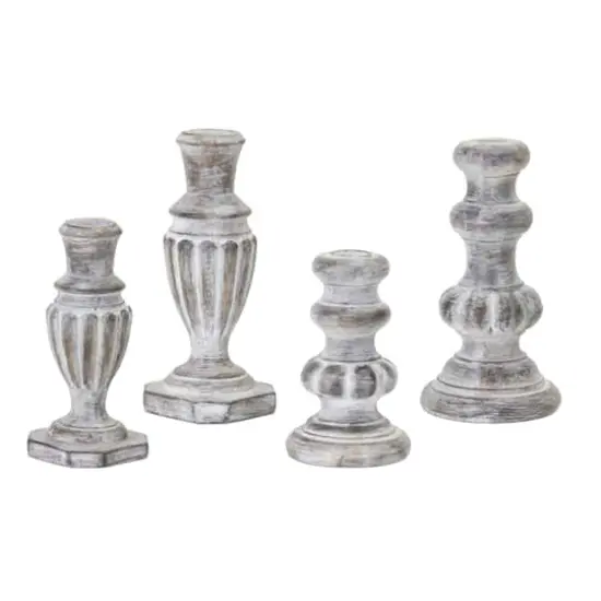 Resin & Stone Powder Candle Holder Set, 5.75", 6.5" & 7.5" {1}