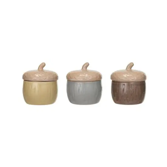 Hello Honey&reg; 3.5" Stoneware Acorn Shaped Jar Set with Lids {1}