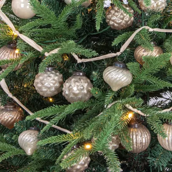 Hello Honey® 6ft. Silver & White Embossed Mercury Glass Ornament Garland {3}