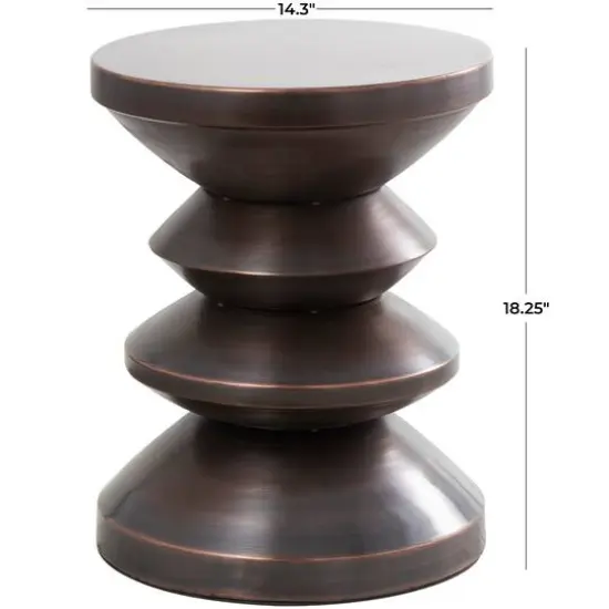 18" Copper Metal Art Deco Inspired Accent Table {6}