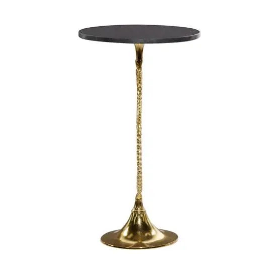 28" Gold Aluminum Coastal Accent Table {8}