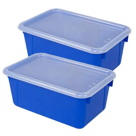 Storex Small Cubby Bin with Cover, 2ct. Blue {1}