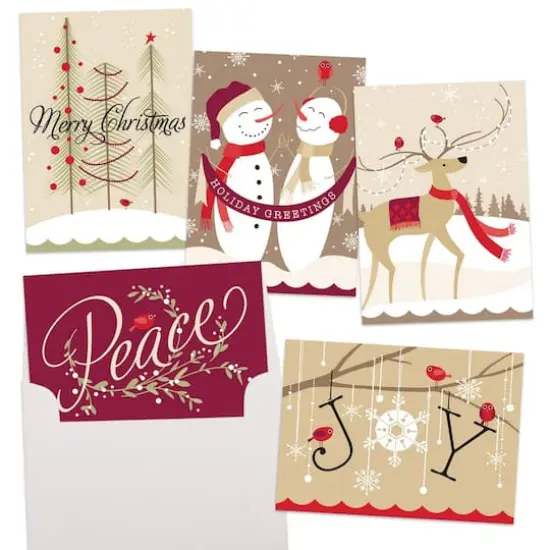 JAM Paper 6.25" x 4.625" Decadent Assortment Christmas Cards Set, 25ct. {1}