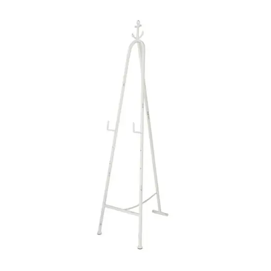 5.5ft. 3-Tier Adjustable White Metal Anchor Easel with Foldable Stand and Chain Support {1}