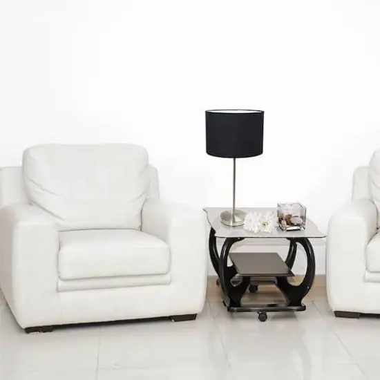 Simple Designs 23" Brushed Nickel Stick Lamp with Black Fabric Shade {5}