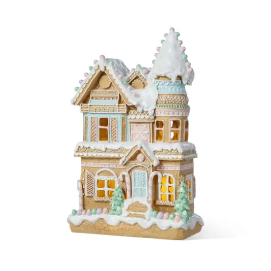 Glitzhome&reg; 11.75" Christmas Macaron Resin Village Table Decor {1}