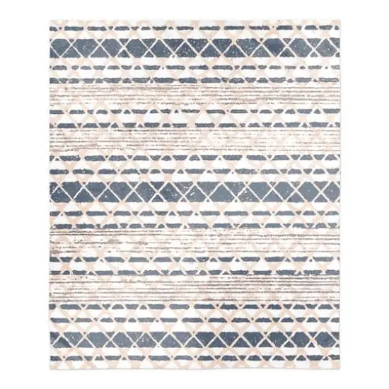 Blush Pink & Blue Woven Pattern Sherpa Fleece Blanket {1}