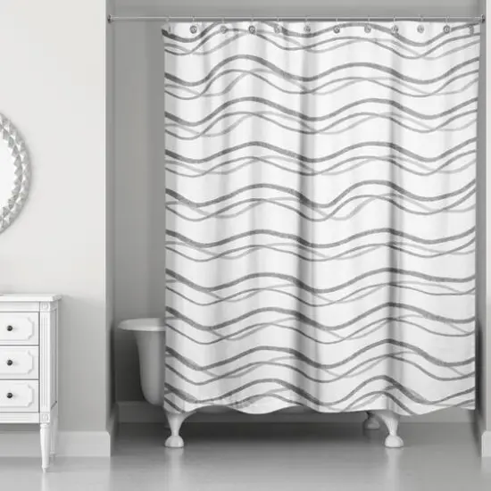 Delicate Squiggles Shower Curtain Gray {3}