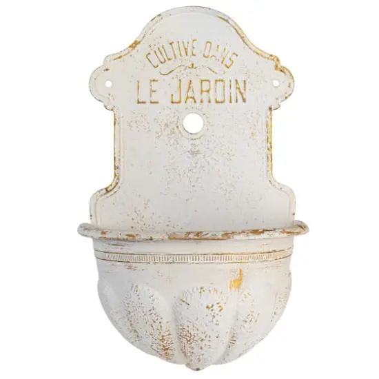 Hello Honey&reg; 28.5" White Distressed Finish Metal Wall-Mounted Planter {5}