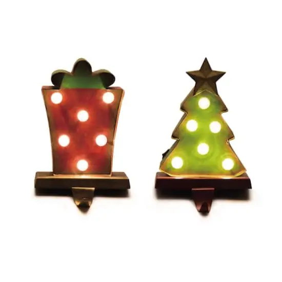 Glitzhome&reg; LED Tree & Gift Box Stocking Holder Set {1}