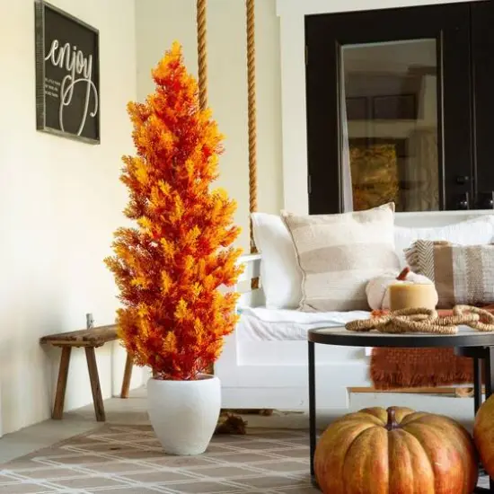5ft. UV Resistant Autumn Artificial Fall Cedar Tree (Indoor/Outdoor) {6}