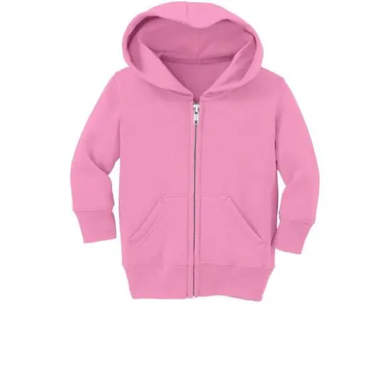 Port & Company&reg; Core Fleece Full-Zip Hooded Infant Sweatshirt Candy Pink {2}