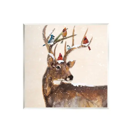 Stupell Industries Cardinals Perched on Snowy Antlers Wall Art {1}