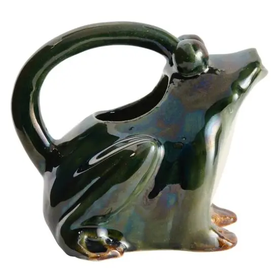 Hello Honey&reg; 7.5" Green Stoneware Frog Watering Pitcher {4}