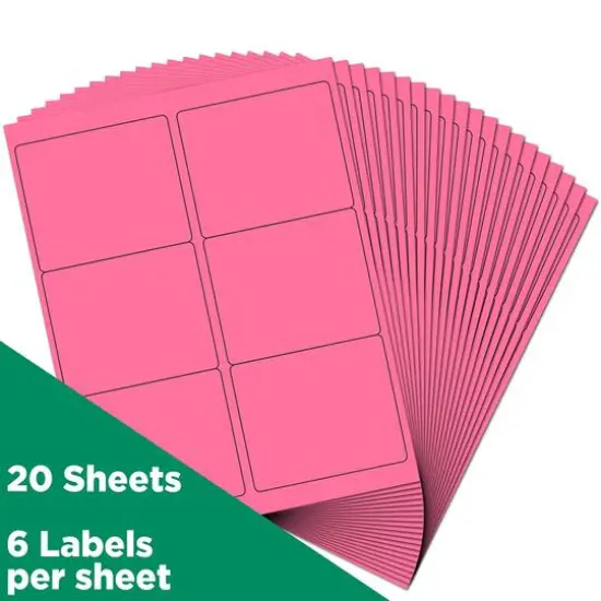 JAM Paper Adhesive Shipping Labels, 3.33" x 4" Ultra Pink {4}