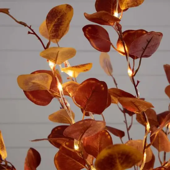 4ft. Pre-Lit LED Autumn Eucalyptus Artificial Fall Tree {8}