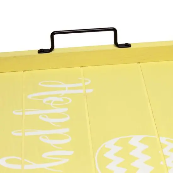 Elegant Designs&trade; 15.5" Yellow Wash Hoppy Easter Serving Tray with Handles {7}