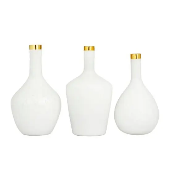 Set of 3" White Glass Glam Vases, 13" x 8" x 8" {6}