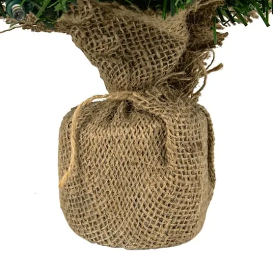 18" Pre-Lit Pine Artificial Christmas Tree in Burlap, Clear LED Lights {5}
