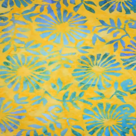 Feldman Premium Indonesia Batik Blue & Green Daisy Fabric {1}